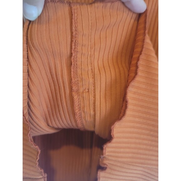 Rust Orange Ribbed Off-Shoulder Bodycon Mini Dress Size Large - Picture 4 of 10
